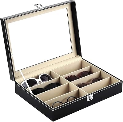 Hojkme organisateur de lunettes de soleil en cuir pour femmes et hommes, vitrine