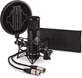 Microphone à condensateur cardioïde à grand diaphragme suntronics avec accessoires stc-20