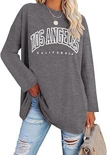 T-shirts graphiques surdimensionnés à manches longues pour femmes de los angeles, californie, chemise