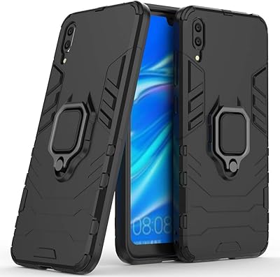 Coque de protection robuste double couche pour huawei y7 pro (2019) avec anneau