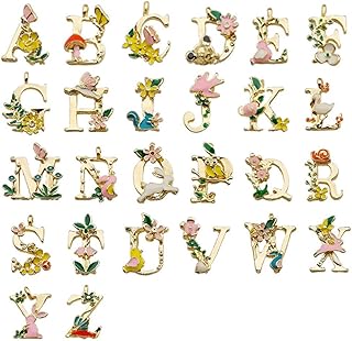Breloques initiales en forme de fleur de l'alphabet, 26 pièces de a à