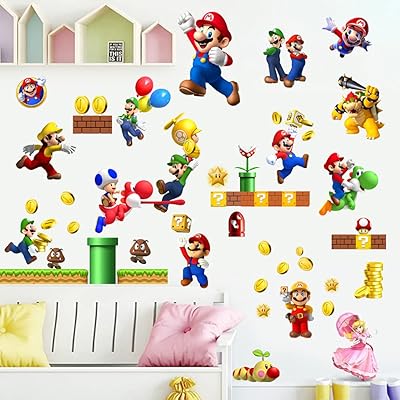 Sticker mural mario dessin animé enfants chambre fond décoration murale autocollant mural