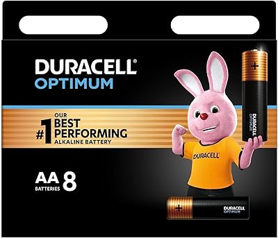 Piles alcalines duracell optimum type aa, paquet de 8, noir