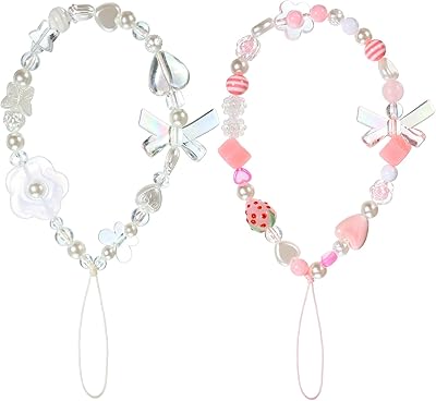 Bracelet de perles, bracelet de chaîne de téléphone portable arc-en-ciel kawaii pour femmes