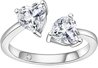 Bague moissanite réglable en forme de cœur 2cttw d couleur fabriquée