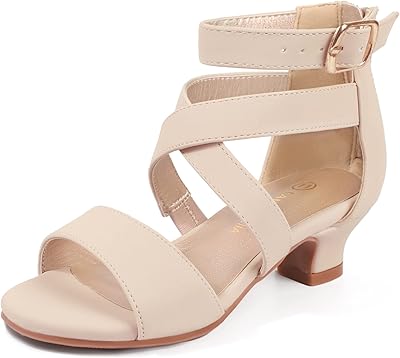 Sandales à talons bas pour filles, sandales à bout ouvert avec motif floral