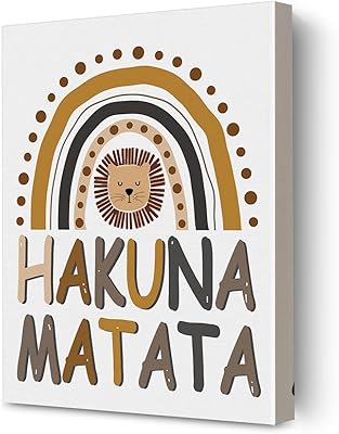 Peinture murale sur toile encadrée avec lion arc-en-ciel hakuna matata 12" x 15"