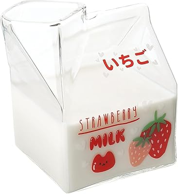 Tasse en verre de lait en carton kawaii, jolie tasse de lait aux