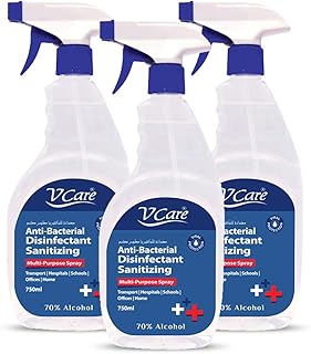 Spray désinfectant antibactérien multi-usages vcare, 750 ml, paquet de 3