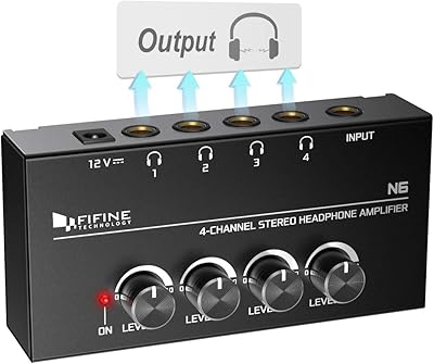Amplificateur stéréo en métal fini 4 canaux mini répartiteur d'écouteurs avec adaptateur