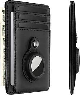 Porte-monnaie rfid ertage en cuir véritable, porte-cartes de crédit avec ordinateur portable airtag