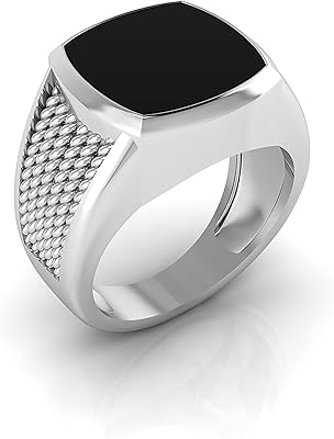 Bague en argent sterling 925 pour hommes et garçons avec un motif carré