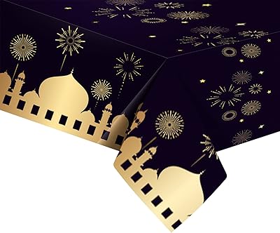 Nappe en plastique noire de fête de l'aïd, 130*220 cm, grande nappe