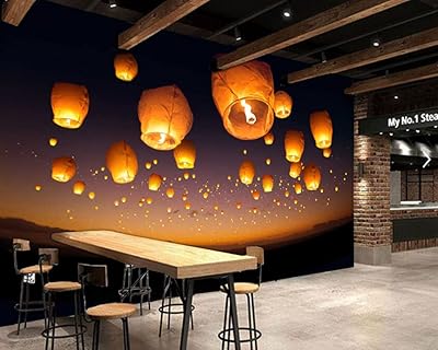 Lumières volantes dans le ciel nocturne 3d papier peint mural chambre