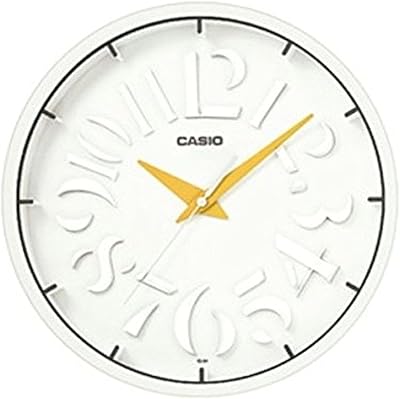 Horloge murale analogique moderne casio iq-64 (blanc/jaune)