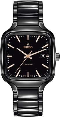 Montre automatique rado true square avec bracelet en céramique - noir, 21 modèle