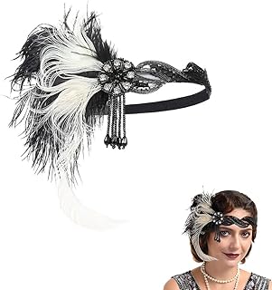 Bandeau en plumes de paon des années 1920, style art déco des années