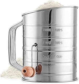 Tamis à farine en acier inoxydable de 3 tasses, tamis à farine rotatif