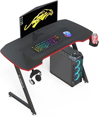 Bureau de jeu scholovs de 47,2 pouces en forme de z avec porte-gobelet