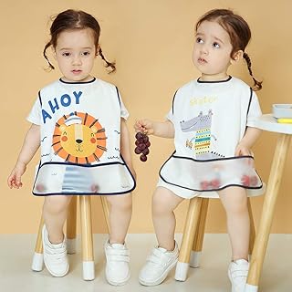 Bavoir imperméable pour bébé avec poche à miettes essuyable en acier inoxydable, doux