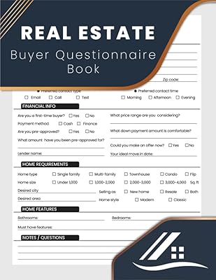 Livre de questionnaire d'acheteur immobilier : formulaire de questionnaire d'acheteur de maison