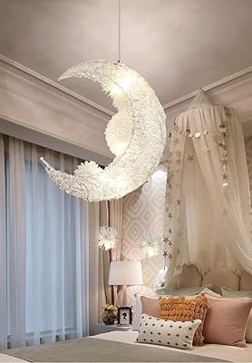 Lampe à suspension led au design créatif lune et étoiles pour la décoration