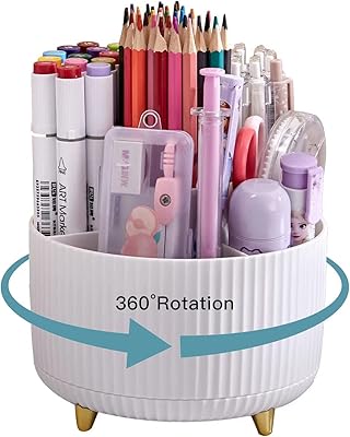 Porte-stylos pour bureau porte-crayons 5 emplacements rotatifs à 360° organisateurs et accessoires