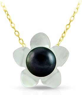 Collier femme en or jaune 18 carats avec pendentif en perles noires
