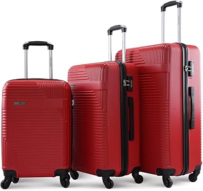Ensemble de 3 bagages à roulettes légers en abs avec serrure pour hommes