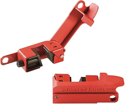 Serrure de disjoncteur master lock 491b avec poignée texturée, rouge et noir, 5,8"