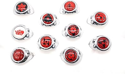 Ensemble de 10 bagues d'anime avec chaîne bijoux d'anime accessoires de fête cosplay