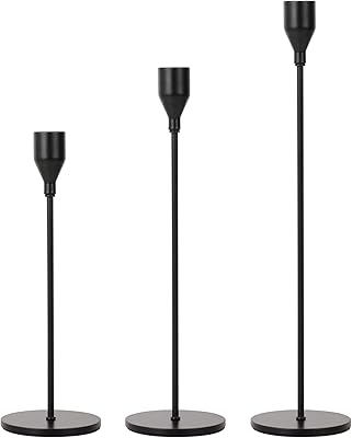 Lot de 3 bougeoirs noirs louplighting, bougeoirs coniques noirs pour chandelier, décoration