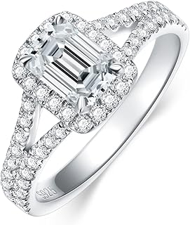 Bagues de fiançailles moissanite pour femme 1 carat en argent sterling 925/or blanc