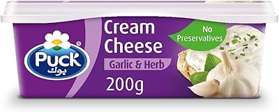Fromage à la crème à tartiner puck à l'ail et aux fines herbes