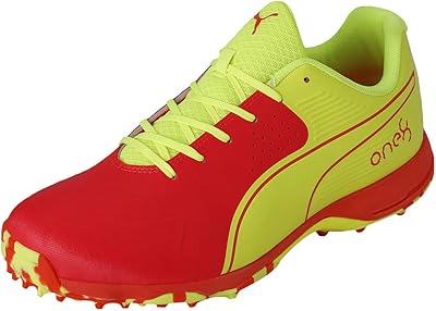 Chaussures de cricket en caoutchouc puma 19 fh pour hommes, noir/rouge, 39 eu