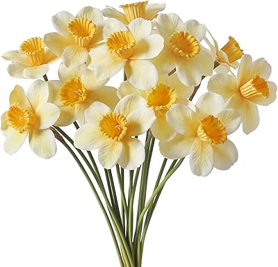 Fleurs artificielles 12 jonquilles bouquet de en soie décoration de maison printanière