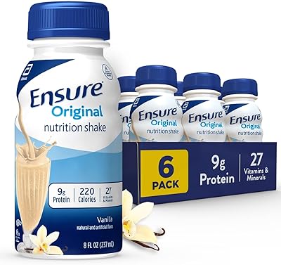 Ensure original nutrition shake avec 9 grammes de protéines, substituts de repas, vanille