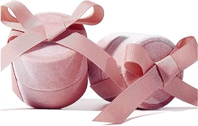 Boîte à bijoux en velours rose avec nœud papillon, boîte à bijoux ronde