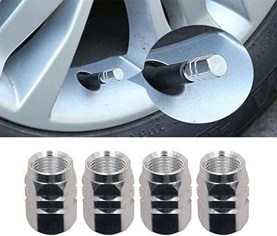 4 bouchons de valve d'air pour pneus en aluminium, couleur argent
