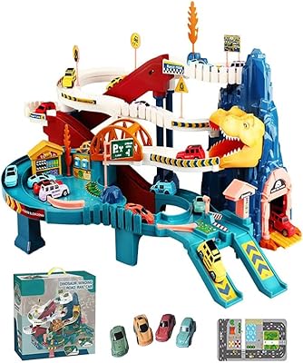 Jouet de voiture avec rampe de piste de dinosaure d'escalade, ensemble de jouets