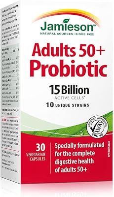 Complexe probiotique jamieson pour adultes 50+ 15 milliards 30 gélules végétariennes