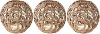 Jenny 3 pièces rétro rotin tissé globe abat-jour faux pendentif dôme baril abat-jour