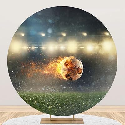 Laeacco 6,5x6,5 pieds toile de fond ronde de football, terrain de football, stade, projecteur, cercle, thème de football, arrière-plan de photographie pour enfants et adultes, anniversaire, club de sport, fête, portrait, accessoires de cabine photo. Catalogue géant, prix mini chez Diaytar Sénégal