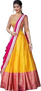 Sari lehenga choli traditionnel en soie kanjeevaram pour femme, lehenga choli non cousu