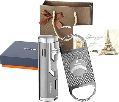 Allume-cigare à gaz butane rechargeable coupe-vent pepita briquet rouge quatre brûleurs pour cigarettes