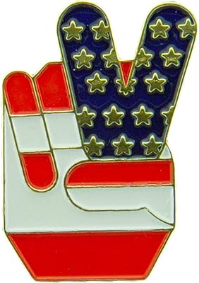 Épingles et emblèmes patriotiques américains célèbres, main de signe de paix - illustration