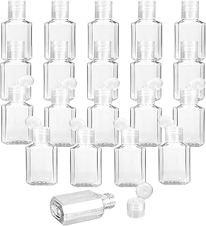 Bouteilles de voyage en plastique, transparentes avec couvercle rabattable, désinfectant pour les mains