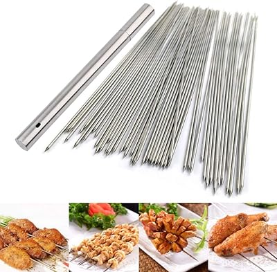 Brochettes de barbecue en acier inoxydable, bâtonnets d'aiguilles de barbecue, brochettes en métal