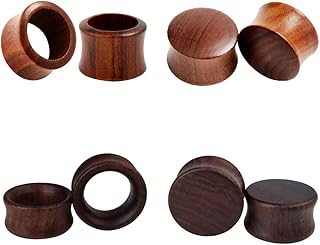 Lot de 4 paires de jauges en bois tunnels auriculaires bouchons