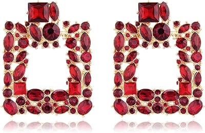 Boucles d'oreilles rectangulaires en strass pour femmes, boucles d'oreilles géométriques en cristal brillant